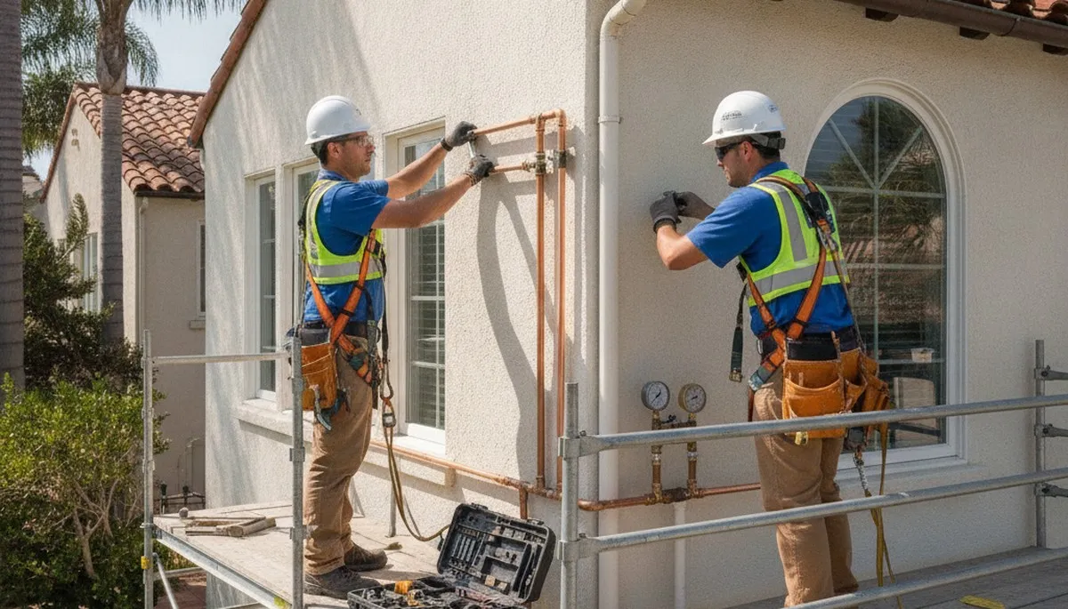 Plumber repairing a leak in Escondido, CA for reliable plumbing service