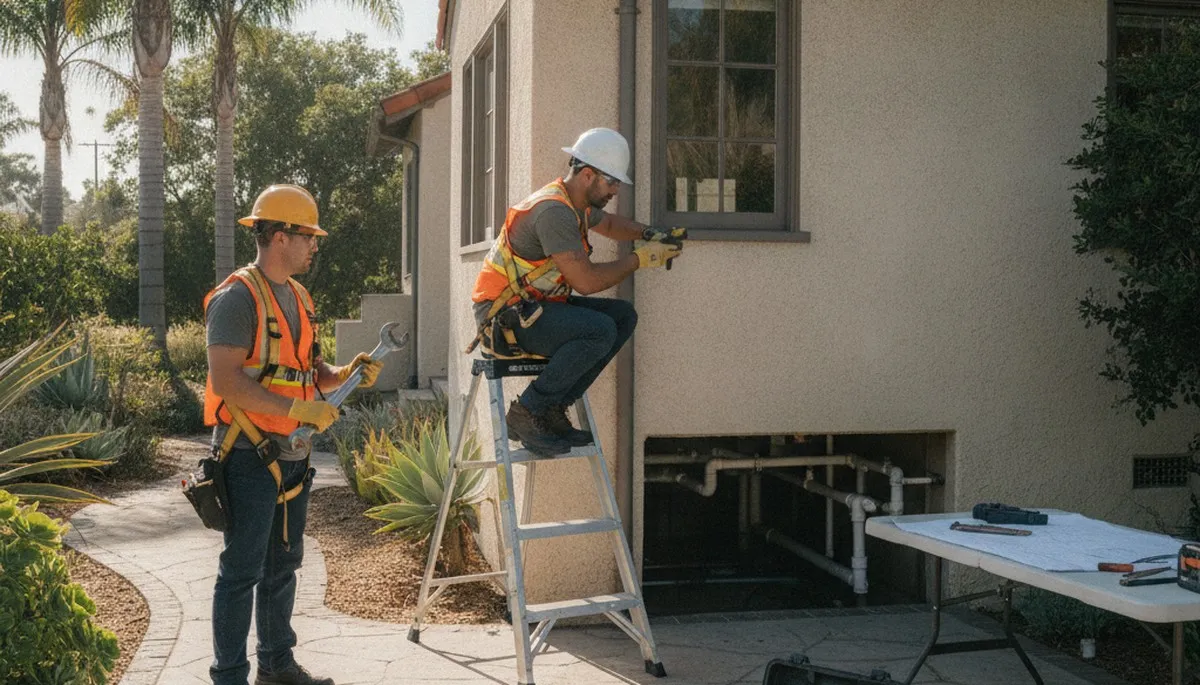 Plumber repairing pipe in Escondido, CA for reliable plumbing repair service