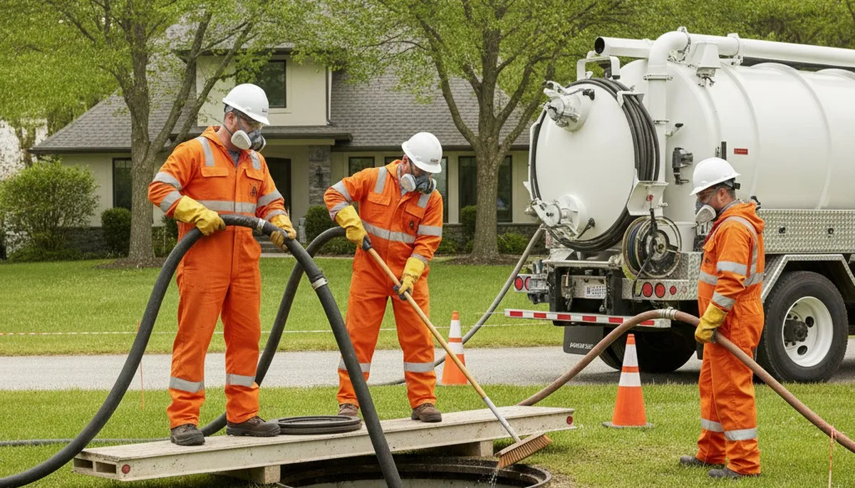 Septic tank cleaning service truck for Escondido, CA homes by On Call Plumbers